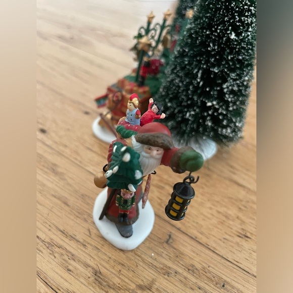 Department 56 Father Christmas’ Journey Dickens village and bottle brush trees - Picture 1 of 9